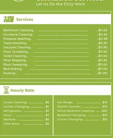 Cleaning Services Price List Template
